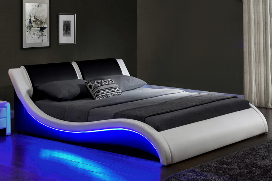 1178-1 Marco de Cama de Onda LED Tapizada LED 