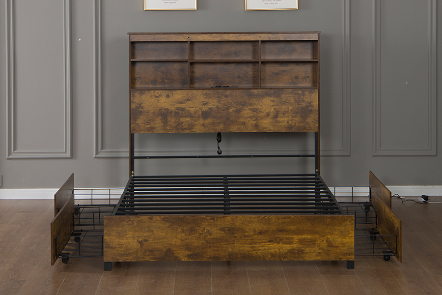 Marco de Cama de Estilo retroindustrial de madera 4831d