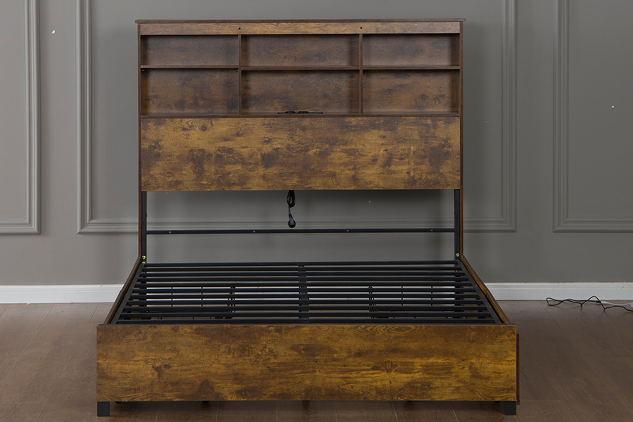 Marco de Cama de Estilo retroindustrial de madera 4831d