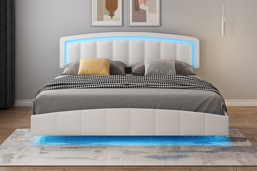 4468-1 Marco de Cama Flotante Tapizado LED