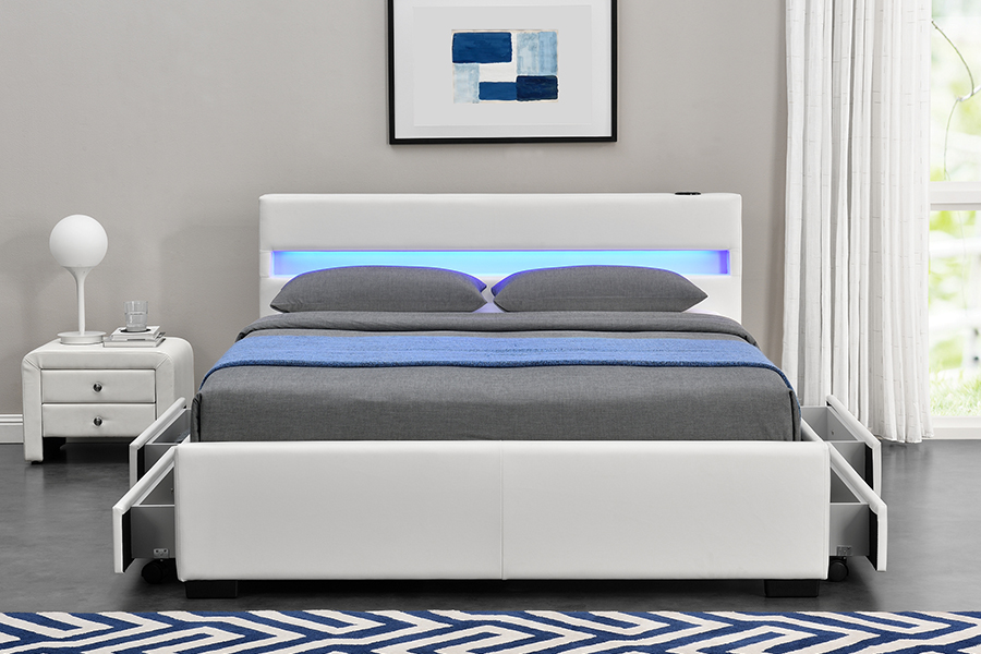 Altavoz Bluetooth 1894-1DS Bluetooth Tapseled Audio-visual Storage Bed Frame
