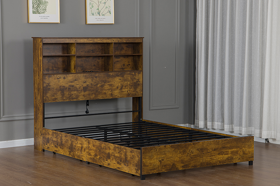 Marco de Cama de Estilo retroindustrial de madera 4831d