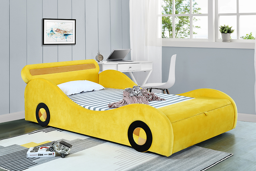 Llamantes Camas Amarillas Con Forma de Coche Amarillo para Niños
