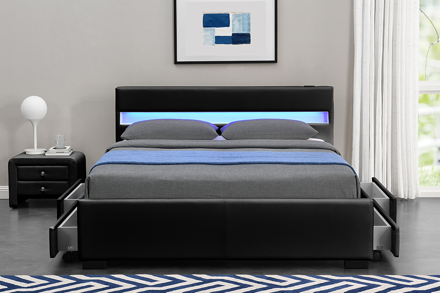 Altavoz Bluetooth 1894-1DS Bluetooth Tapseled Audio-visual Storage Bed Frame