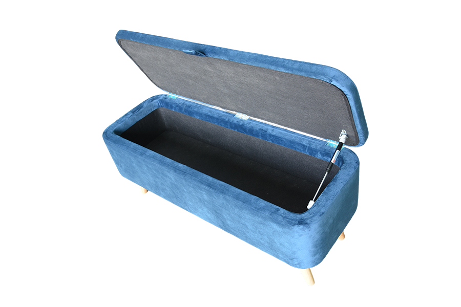 CAJA OTOMANA DE ALMACENAMIENTO DE TERCIOPELO AZUL TAPIZADO WS956