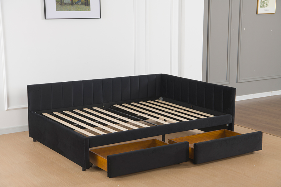 4856d Cama de Sofá de Terciopelo de Almacenamiento para Espacios Pequeños