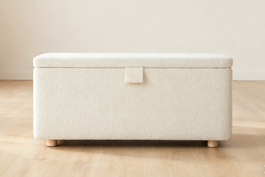 CAJA OTOMANA DE ALMACENAMENTO DE LANA DE CORDERO TAPIZADO WSS977