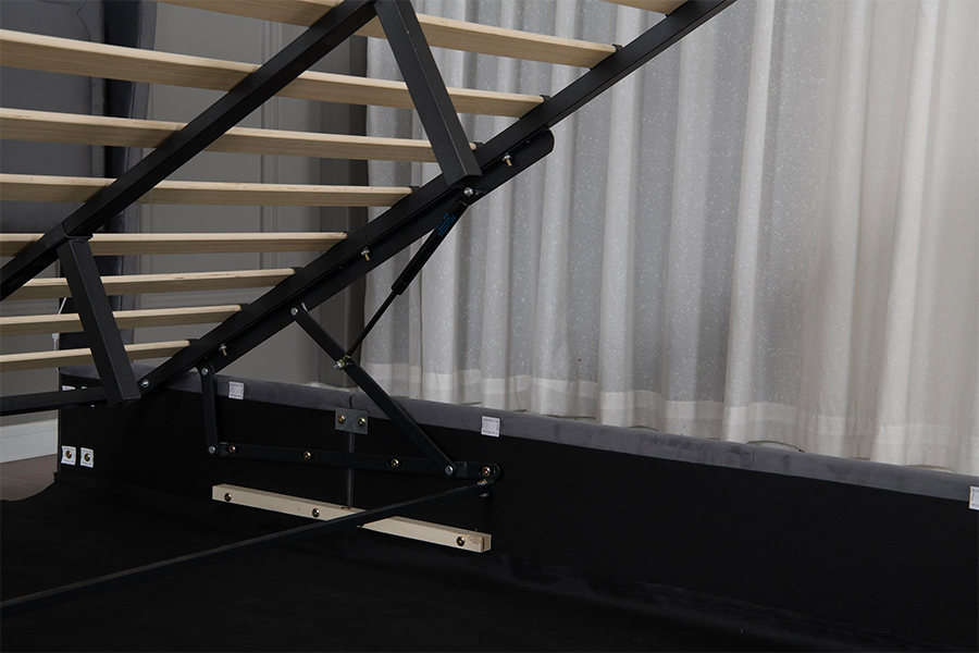 5005-1-3GU Estructura de cama con almacenamiento hidráulico tapizada, ajustable y ecológica