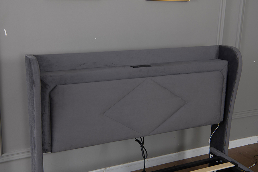 5005-1-3GU Estructura de cama con almacenamiento hidráulico tapizada, ajustable y ecológica