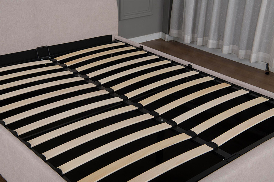 Estructura de cama tapizada con almacenamiento y materiales ecológicos 5019G