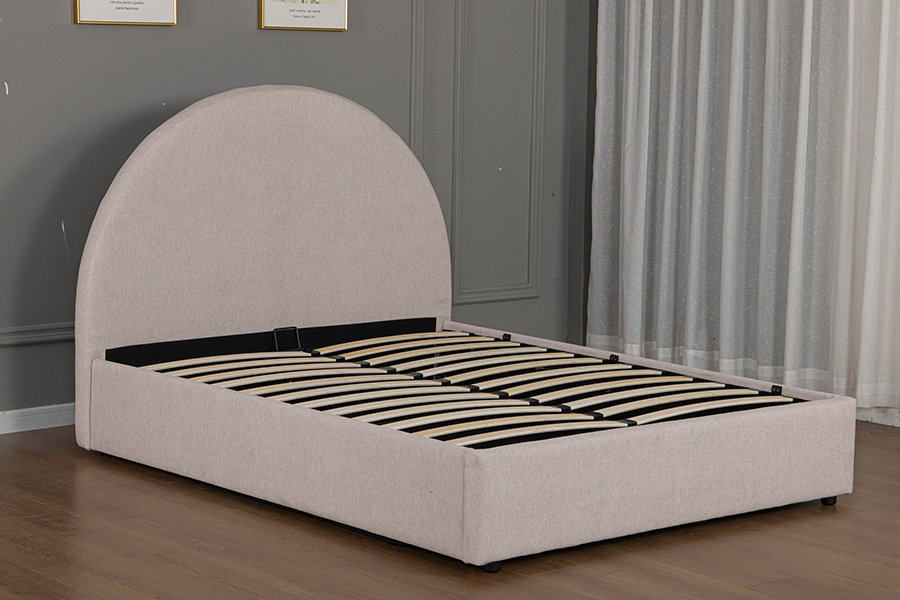 Estructura de cama tapizada con almacenamiento y materiales ecológicos 5019G