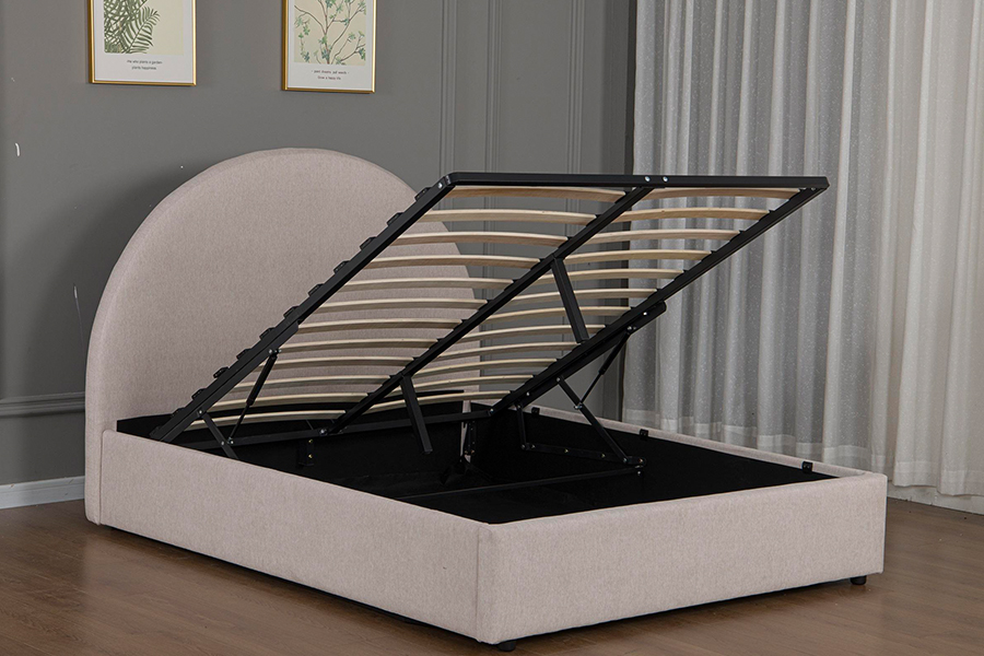 Estructura de cama tapizada con almacenamiento y materiales ecológicos 5019G