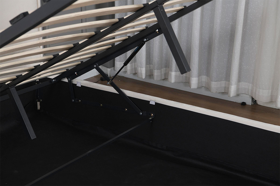 5032-1G Cabecero curvo de madera con estructura de cama tapizada con LED
