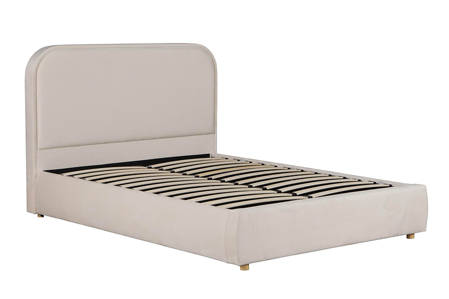5032-1G Cabecero curvo de madera con estructura de cama tapizada con LED