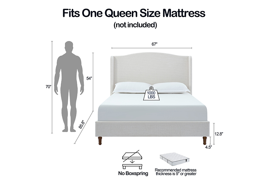 N4 Dimensiones de la cama doble tamaño king Estructuras de cama tapizadas con almacenaje