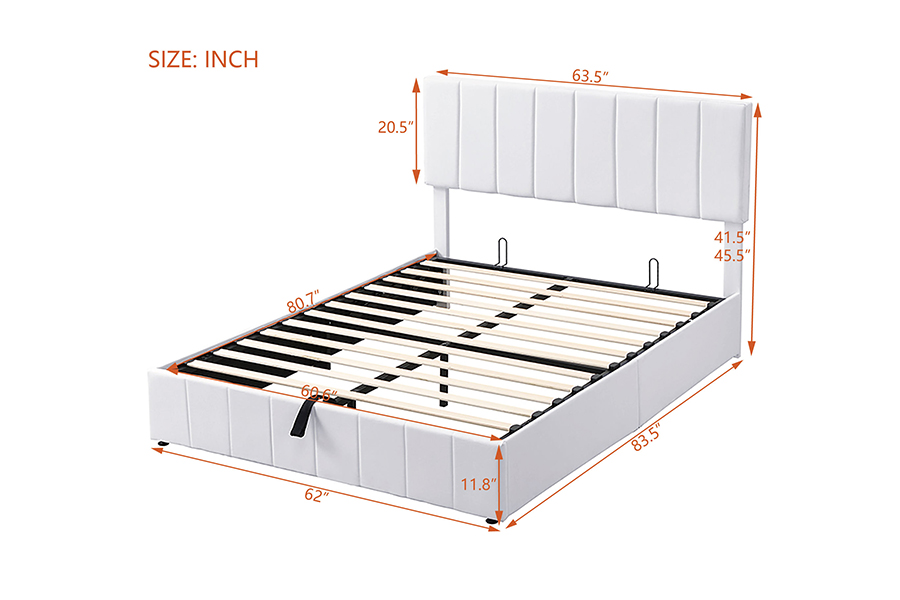 Marcos tapizados de la cama del almacenamiento del marco de madera durable respetuoso del medio ambiente de la tela blanca N5