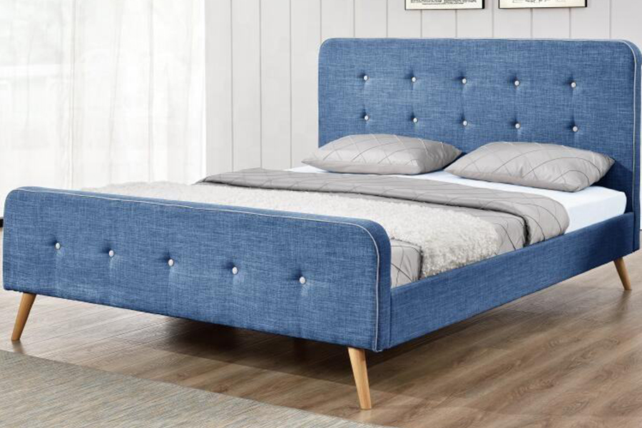 1161 Estructura de cama de tela de lino Cama tapizada de alta durabilidad