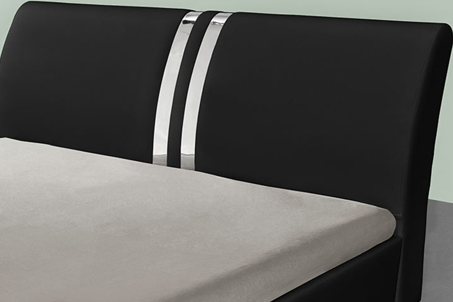 1143 Cama doble tapizada de cuero PU de estilo nórdico moderno