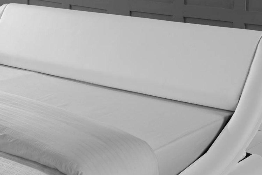 Cama tapizada con marco de cama de cuero sintético PU de madera 1140