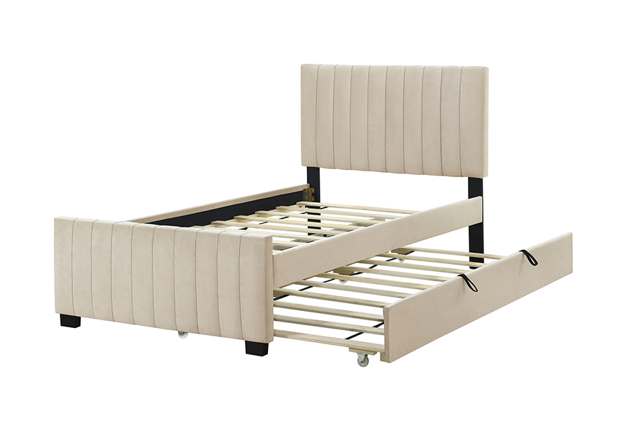 Estructura de cama tapizada con litera nido, duradera y ecológica N9