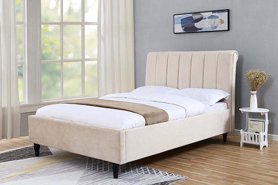 1312 Cabecero de cama de tela suave Cama tapizada redondeada