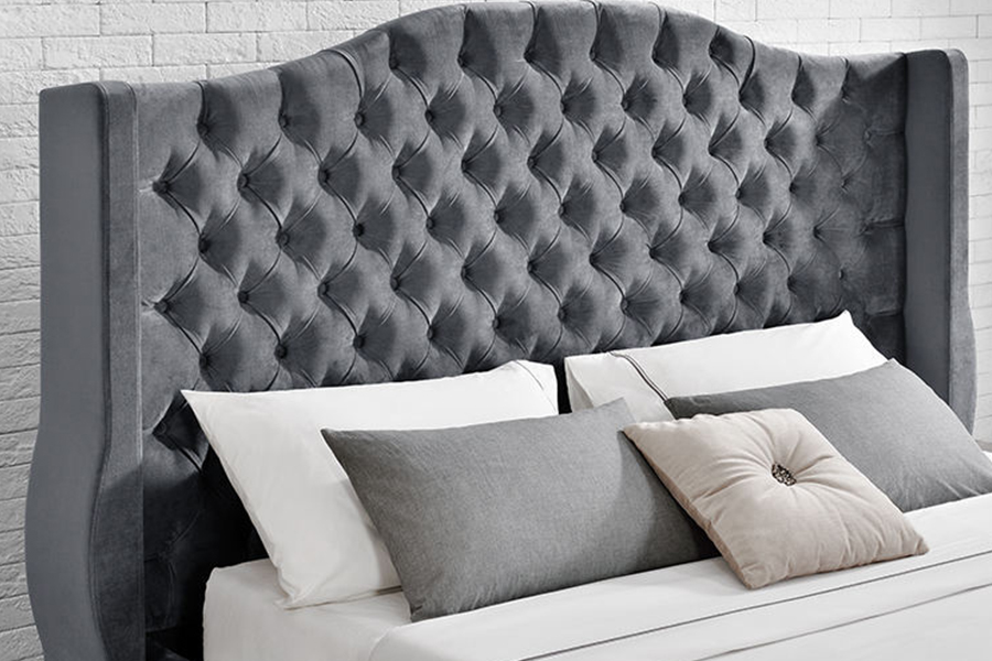 Cama tapizada con tapicería de tela de estilo de lujo 1268