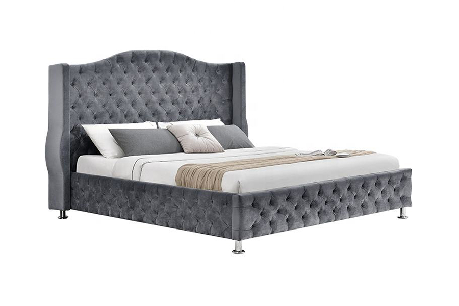 Cama tapizada con tapicería de tela de estilo de lujo 1268