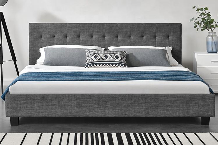 1257 Cama tapizada con decoración estilo panel moderno