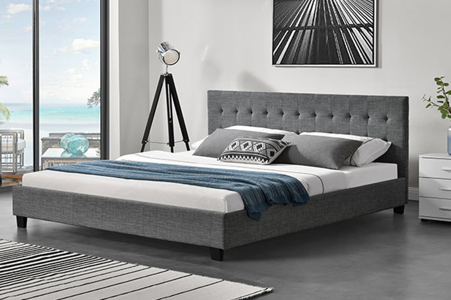 1257 Cama tapizada con decoración estilo panel moderno