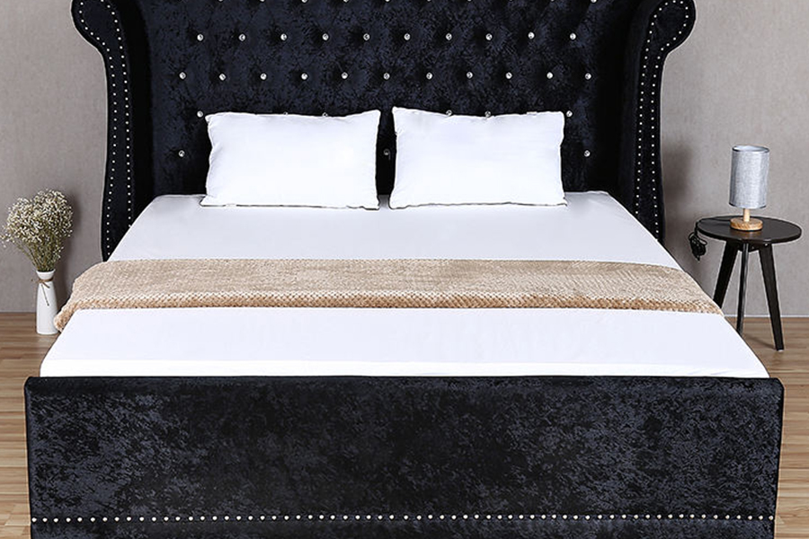 Cama tapizada para uso doméstico con marco de madera de estilo británico 1245