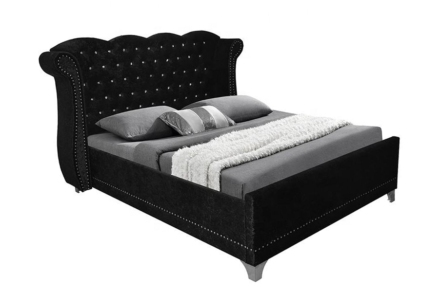 Cama tapizada para uso doméstico con marco de madera de estilo británico 1245
