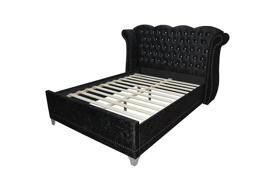 Cama tapizada para uso doméstico con marco de madera de estilo británico 1245