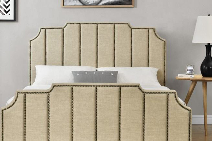 Cama tapizada con estructura de cama doble de tela de terciopelo 1205