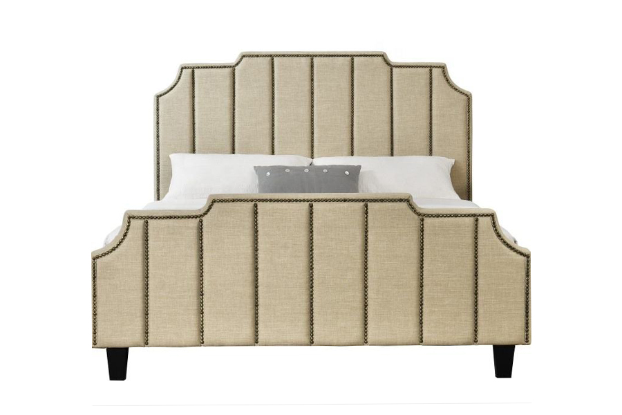 Cama tapizada con estructura de cama doble de tela de terciopelo 1205