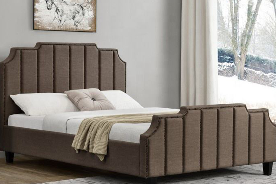 Cama tapizada con estructura de cama doble de tela de terciopelo 1205