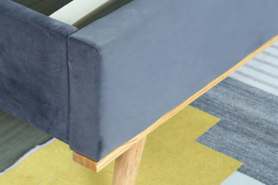 1457 Cama tapizada de terciopelo de diseño simple y moderno