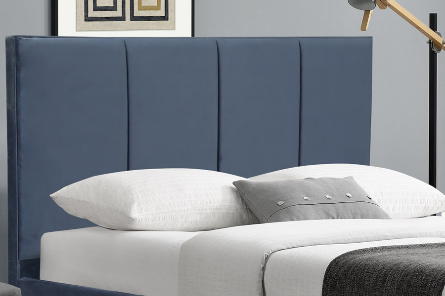 1457 Cama tapizada de terciopelo de diseño simple y moderno