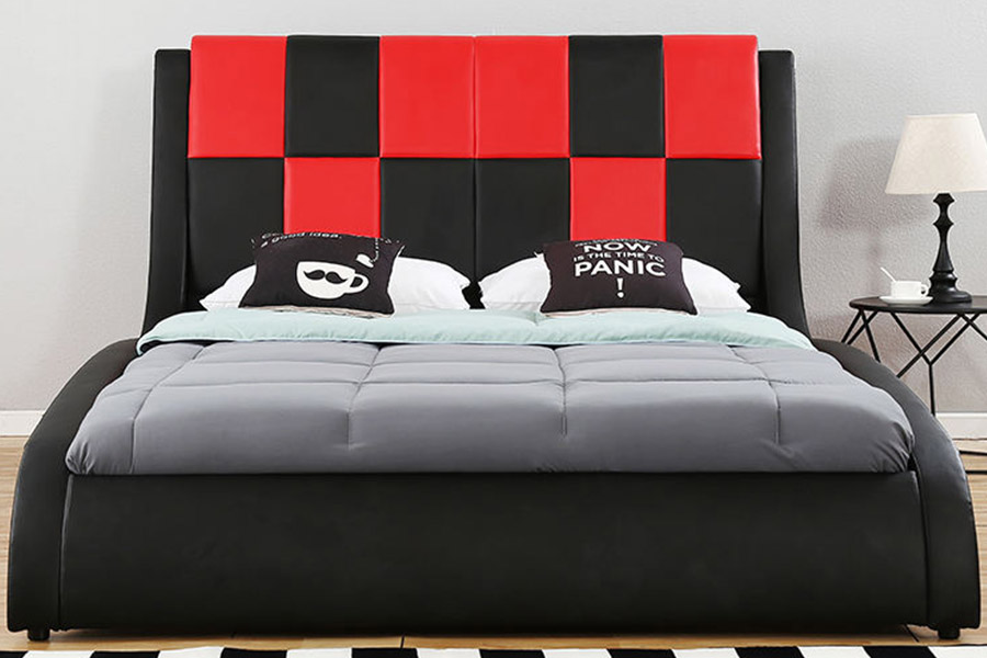 1443 Cama Doble King Size Tapizada en Cuero Sintético PU