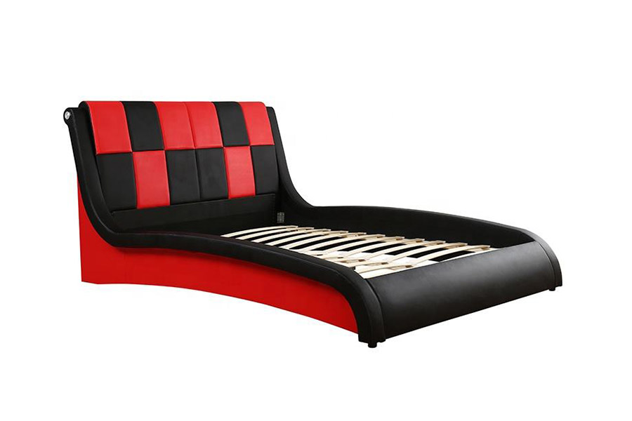 1443 Cama Doble King Size Tapizada en Cuero Sintético PU
