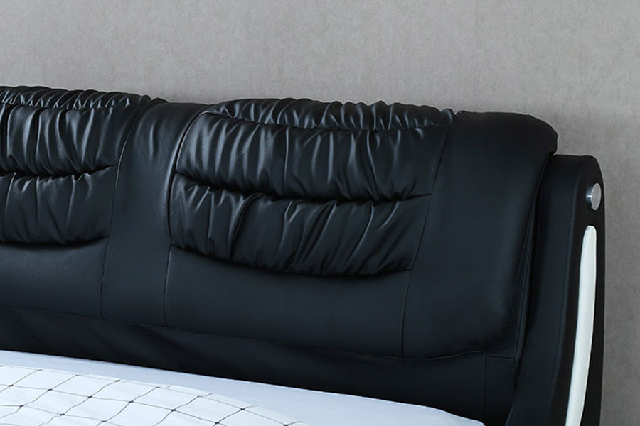 1441 Cama de cuero de diseño minimalista moderno Cama tapizada