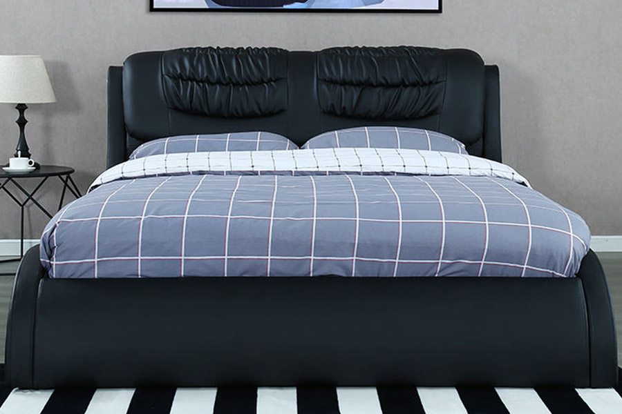 1441 Cama de cuero de diseño minimalista moderno Cama tapizada