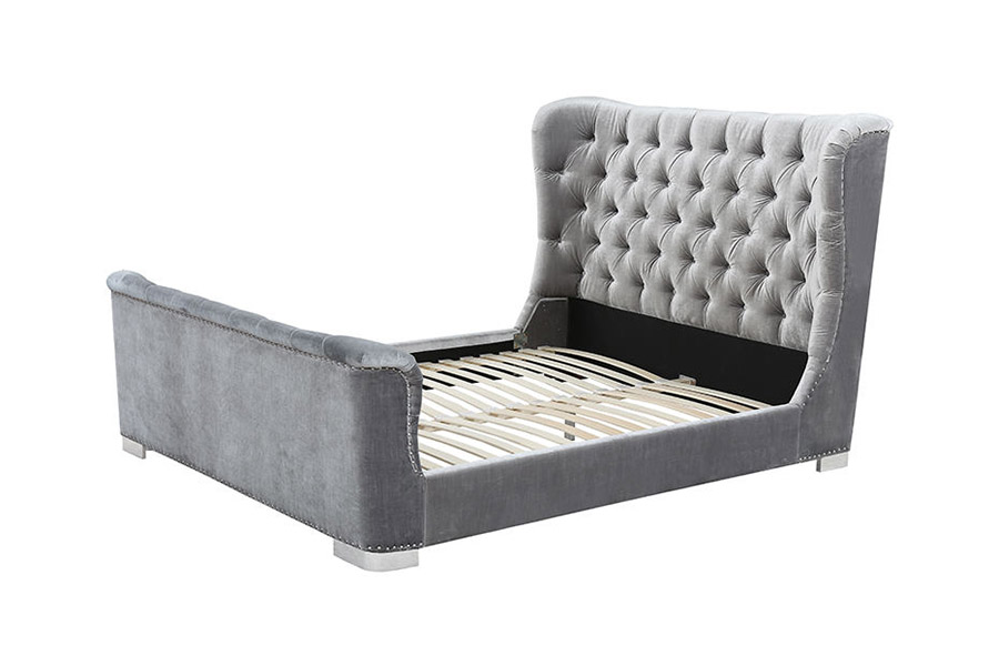1413 Cama tapizada con plataforma tapizada de diseño moderno