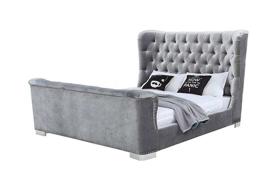 1413 Cama tapizada con plataforma tapizada de diseño moderno