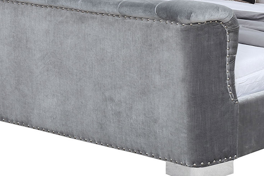 1402 Cabecero capitoné Cama tapizada con listones de madera suave