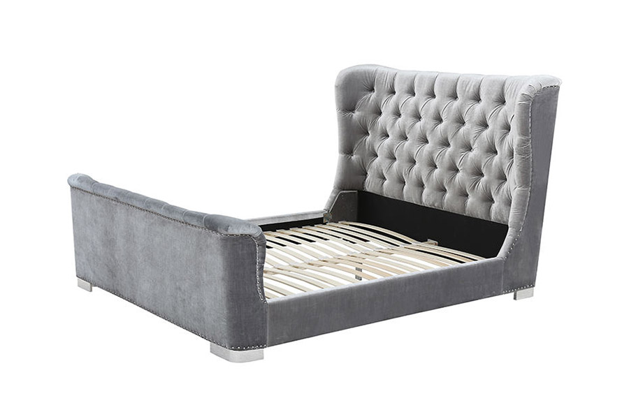1402 Cabecero capitoné Cama tapizada con listones de madera suave