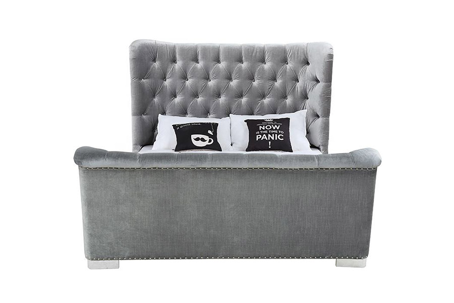 1402 Cabecero capitoné Cama tapizada con listones de madera suave