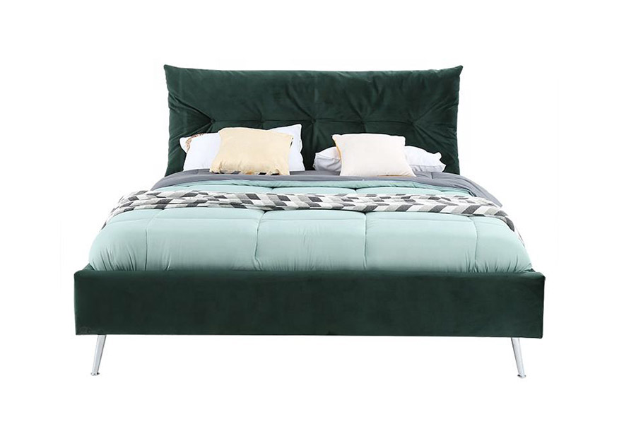 1392 Cama tapizada en tela de terciopelo de estilo moderno y simple