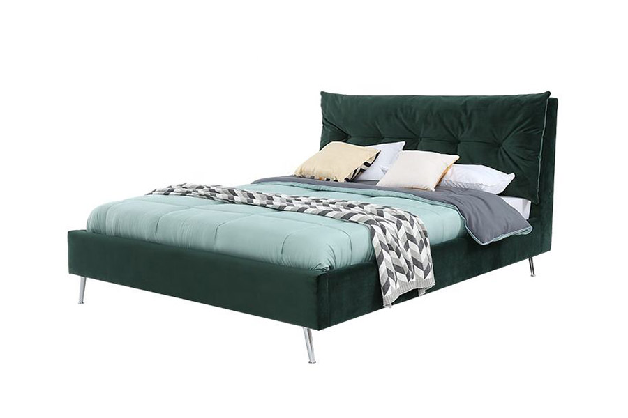 1392 Cama tapizada en tela de terciopelo de estilo moderno y simple