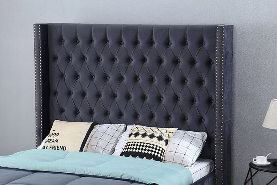 1351 Cama tapizada con diseño moderno de lujo