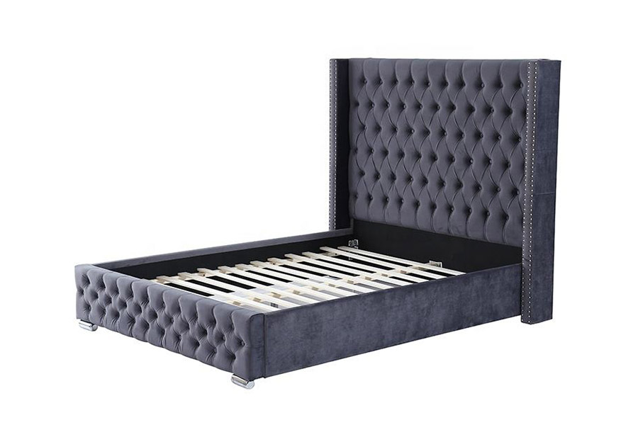 1351 Cama tapizada con diseño moderno de lujo